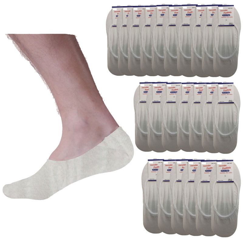 Load image into Gallery viewer, 24x NO SHOW COTTON SOCKS Non Slip Heel Grip Low Cut Invisible Footlet Seamless - White-0
