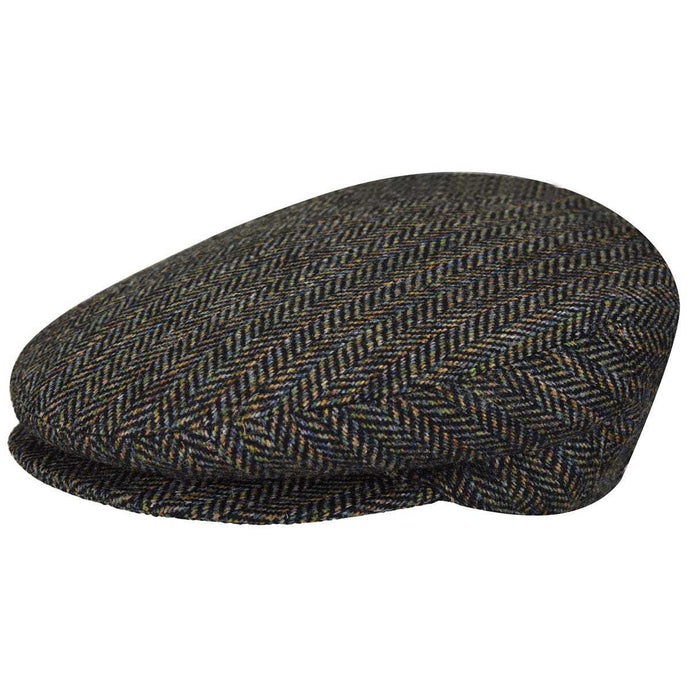 Bailey Mens Lord Stripe Harringbone Ivy Flat Hat Made In Italy - Black Multi-0