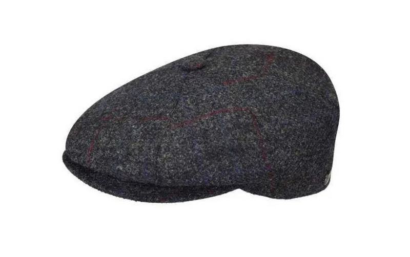 Load image into Gallery viewer, Bailey Mens Galvin Windowpane Plaid Ivy Wool Hat Made In Italy - Charcoal-1
