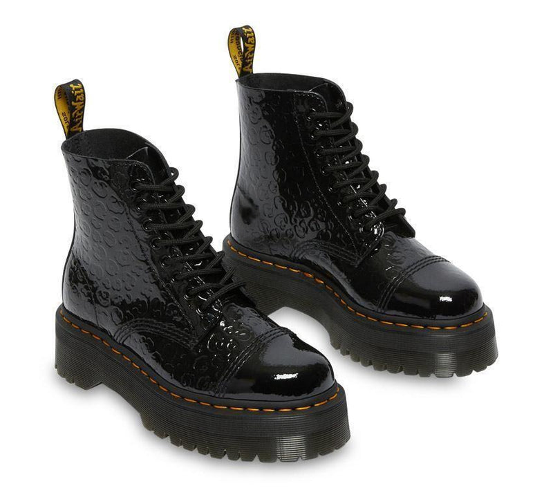 Load image into Gallery viewer, Dr Martens Womens Sinclair Jungle Boots Patent Lamper Leopard Emboss - Black-0
