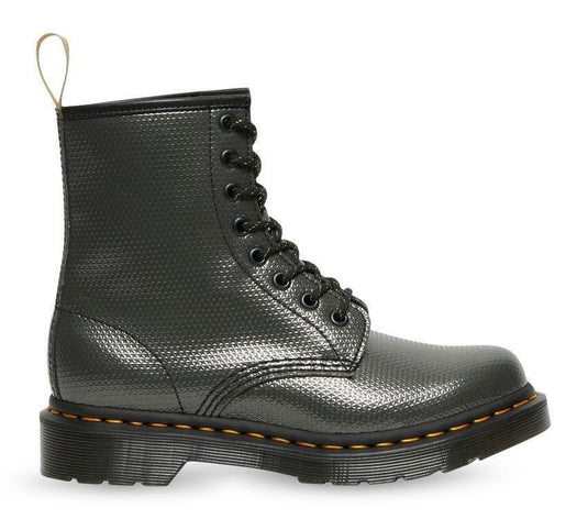 Dr. Martens Womens 1460 Vegan 8 Eye Boots Shoes - Gunmetal Alumix Hex Emboss-3
