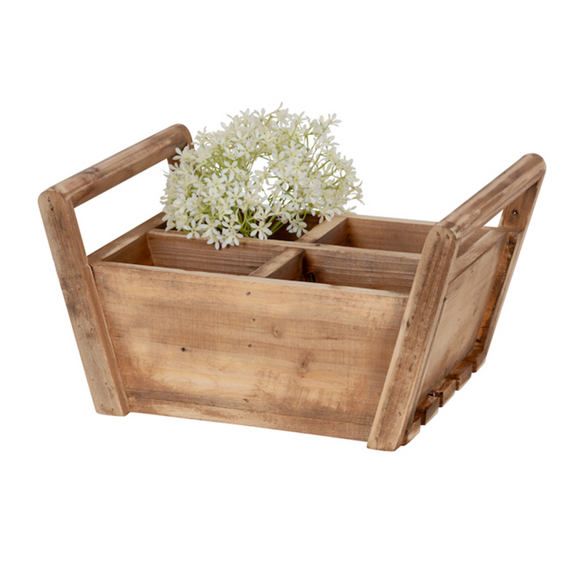 Load image into Gallery viewer, Timber 4-Square Trug Home Garden Basket Plant Flower Holder Brown-0
