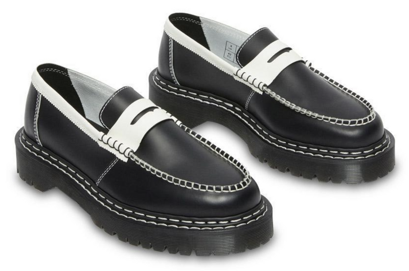 Load image into Gallery viewer, Dr. Martens Womens Penton Bex Leather Loafer - Black With White Edge/White-1
