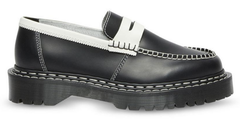 Load image into Gallery viewer, Dr. Martens Womens Penton Bex Leather Loafer - Black With White Edge/White-4
