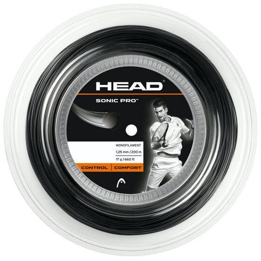 Head Sonic Pro 17g Tennis String Reel 200m 1.25mm Control Comfort - Black-0
