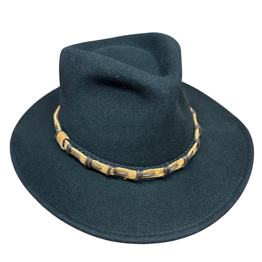 100% Wool Felt Western Cowboy Hat with Leather/Hessian Trim in Black-3