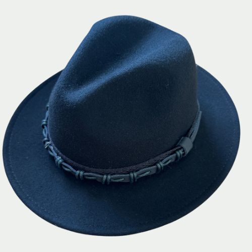 Avenel Mens Wool Felt Safari Hat w/ Hessian & Leather Look Trim - Black-0