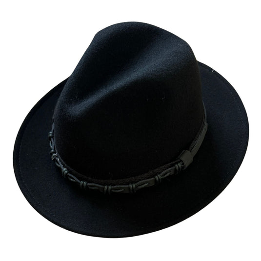 Avenel Mens Wool Felt Safari Hat w/ Hessian & Leather Look Trim - Black-3