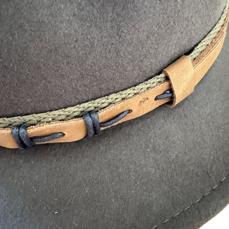Load image into Gallery viewer, Avenel Mens Wool Felt Safari Hat w/ Hessian &amp; Leather Look Trim - Brown-4
