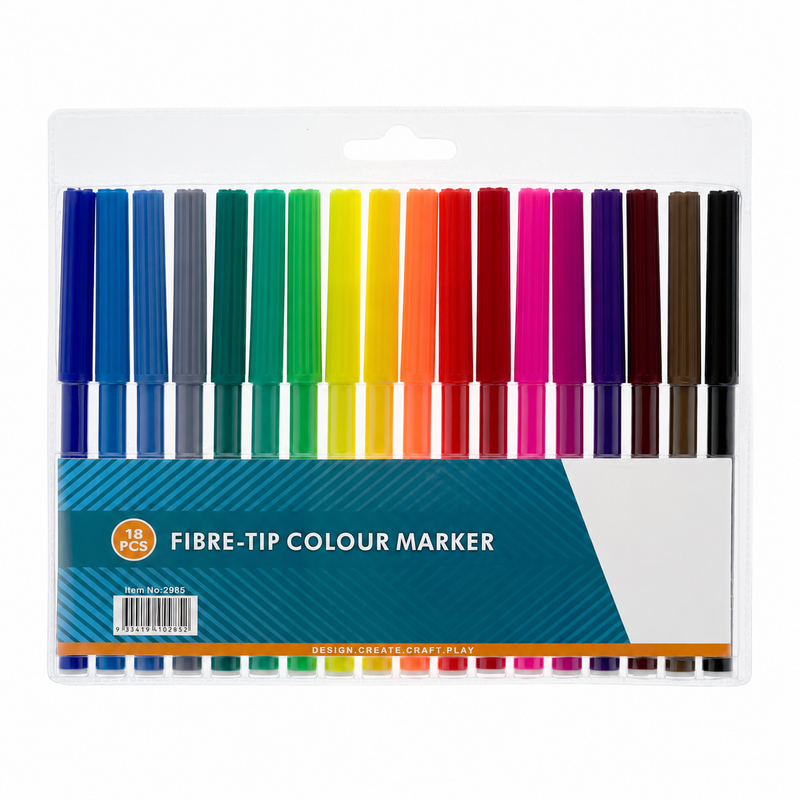 Load image into Gallery viewer, 18x Fibre-Tip Colour Markers for Drawing &amp; Colouring in Assorted Colours-1
