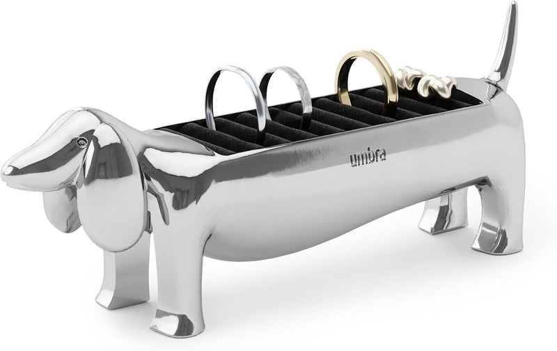 Load image into Gallery viewer, Umbra Dachsie Dog Ring Jewelry Holder Gift for Weiner Doxie Lover (14x4x6cm) in Chrome-0
