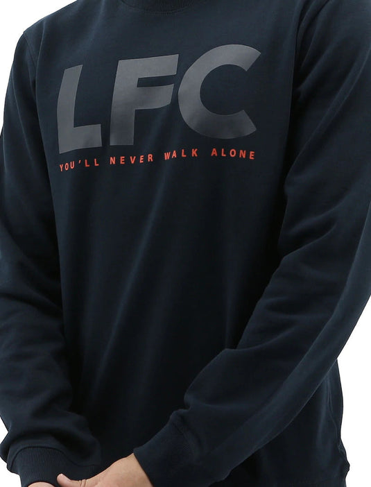 Liverpool FC Mens Crew Jumper Sweatshirt Winter Warm Soccer Football LFC - Navy-4
