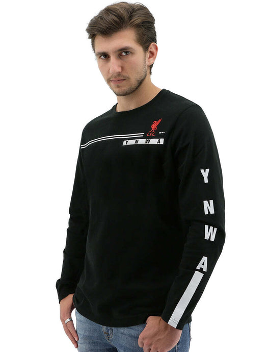 Liverpool FC Mens Long Sleeve Crew T Shirt Tee Top Soccer Football YNWA - Black-10