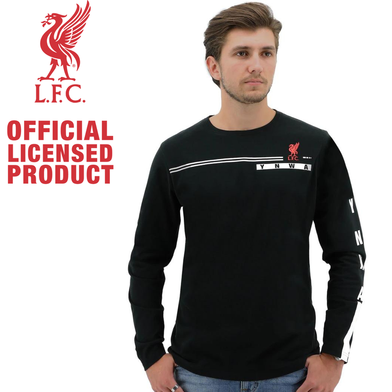Load image into Gallery viewer, Liverpool FC Mens Long Sleeve Crew T Shirt Tee Top Soccer Football YNWA - Black-1
