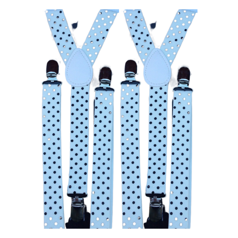 Load image into Gallery viewer, 2x Mens Suspenders Braces Adjustable Strong Clip On Elastic Formal Wedding Slim - White with Black Polka Dot-1
