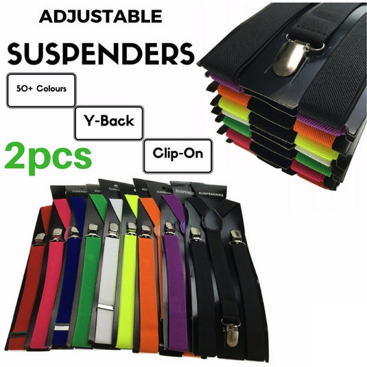 2x Mens Suspenders Braces Adjustable Strong Clip On Elastic Formal Wedding Slim - Army Camouflage 2-3