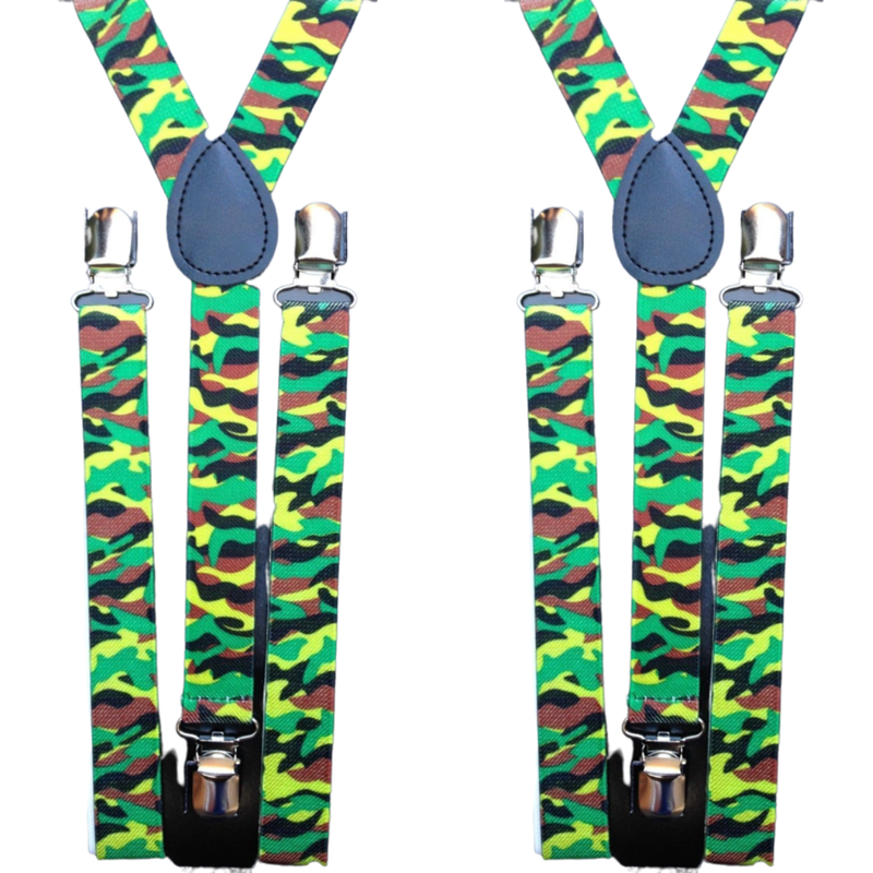 Load image into Gallery viewer, 2x Mens Suspenders Braces Adjustable Strong Clip On Elastic Formal Wedding Slim - Army Camouflage 2-1

