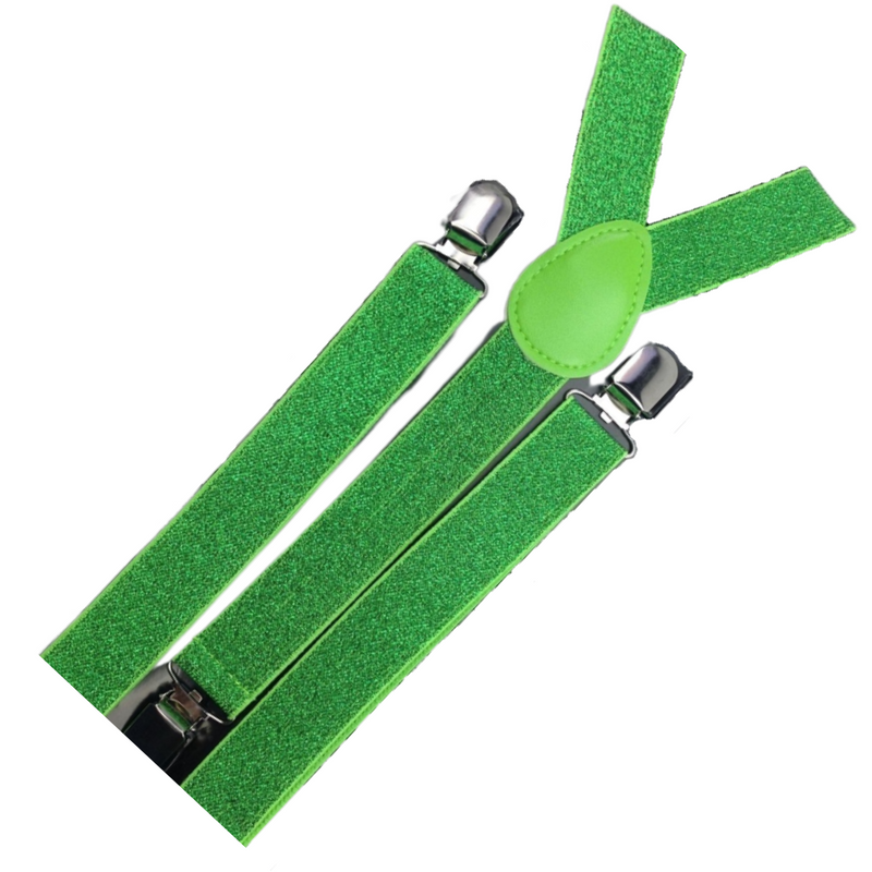 Load image into Gallery viewer, 2x Mens Suspenders Braces Adjustable Strong Clip On Elastic Formal Wedding Slim - Green (Glitter)-2
