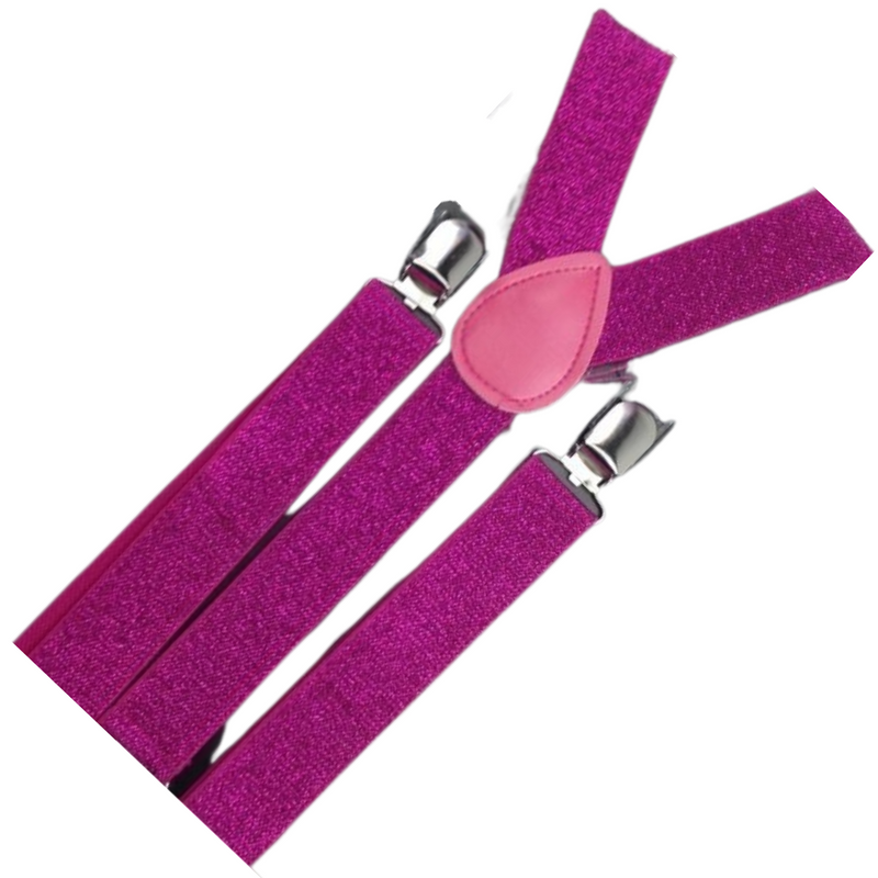 Load image into Gallery viewer, 2x Mens Suspenders Braces Adjustable Strong Clip On Elastic Formal Wedding Slim - Hot Pink (Glitter)-2

