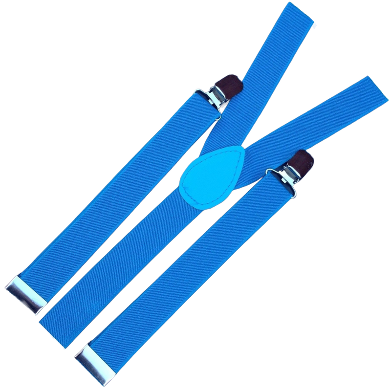 Load image into Gallery viewer, 2x Mens Suspenders Braces Adjustable Strong Clip On Elastic Formal Wedding Slim - Sky Blue-1
