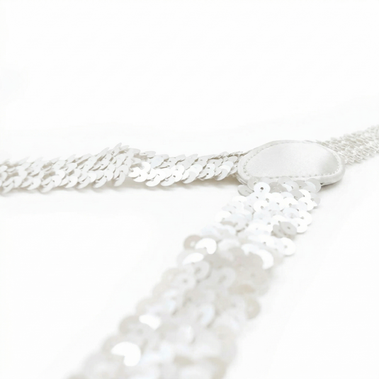 2x Mens Suspenders Braces Adjustable Strong Clip On Elastic Formal Wedding Slim - White (Sequin)-2