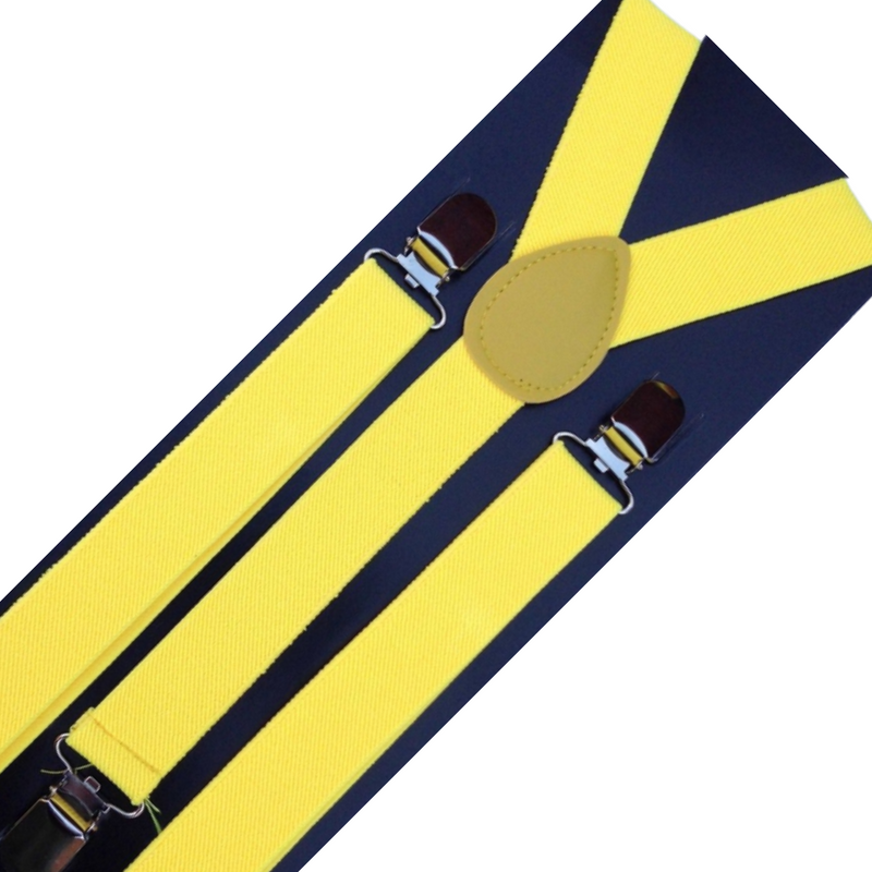 Load image into Gallery viewer, 2x Mens Suspenders Braces Adjustable Strong Clip On Elastic Formal Wedding Slim - Yellow-2
