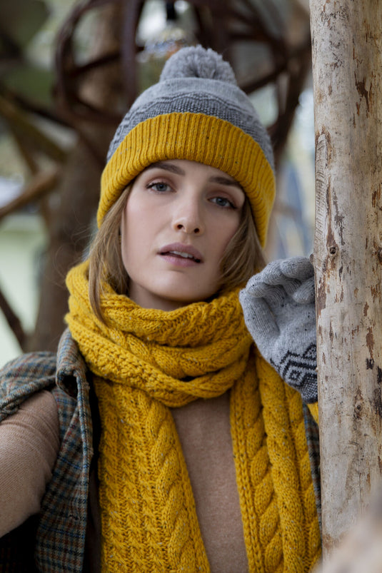 Dents Women’s Jacquard Knitted Bobble Hat with Geometric Pattern-3