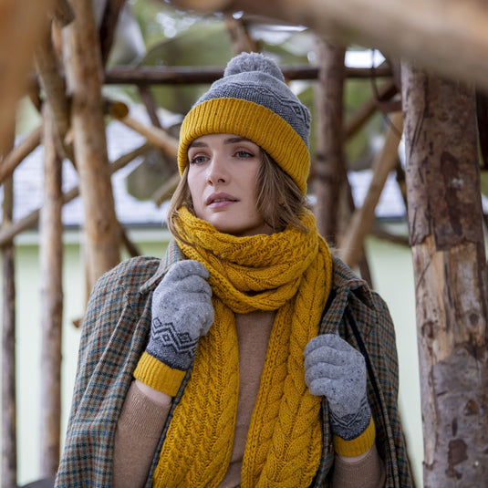 Dents Women’s Jacquard Knitted Bobble Hat with Geometric Pattern-2