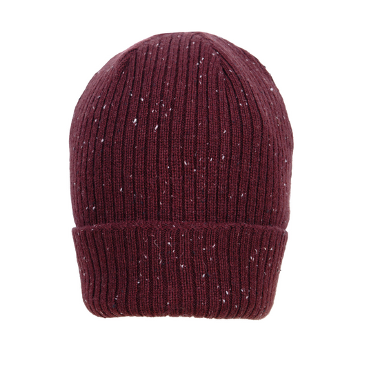 Dents Womens Ribbed Knit Wool Blend Beanie Hat with Marl Yarn in Burgundy-2