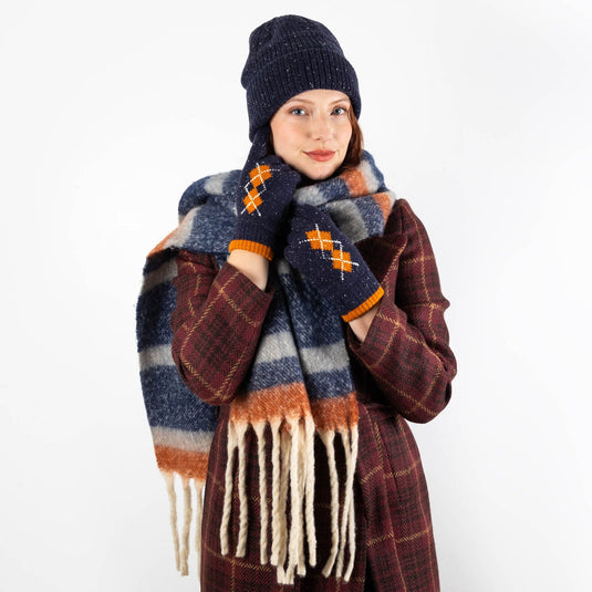 Dents Womens Ribbed Knit Wool Blend Beanie Hat with Marl Yarn in Navy-2