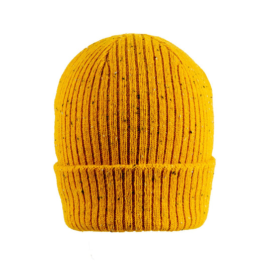 Dents Womens Ribbed Knit Wool Blend Beanie Hat with Marl Yarn in Ochre-2