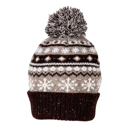 Dents Womens Jacquard Warm Wool Blend Beanie Hat with Pom Pom in Oatmeal-1