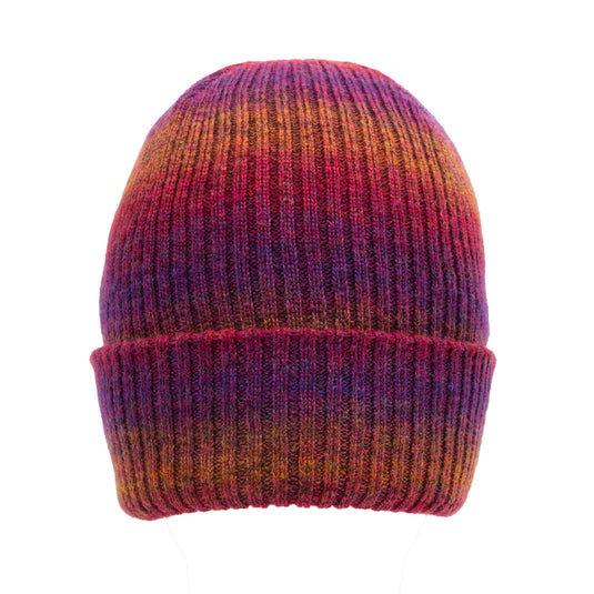 Dents Womens Ribbed Knit Beanie Hat with Ombre Pattern in Fuchsia-0