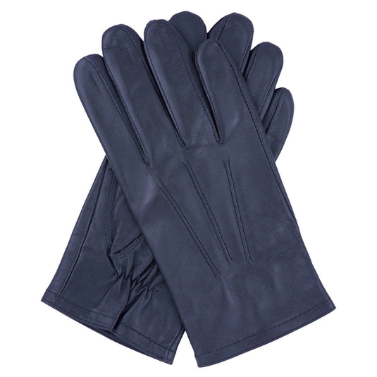 Dents Mens Genuine Full Grain Leather Gloves 3 Point Stitch Fleece Lined Warm Winter - Pearl Grey