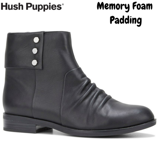 Hush Puppies Womens Hayworth Leather Heels Ankle Boots with Zip Shoes - Black-1