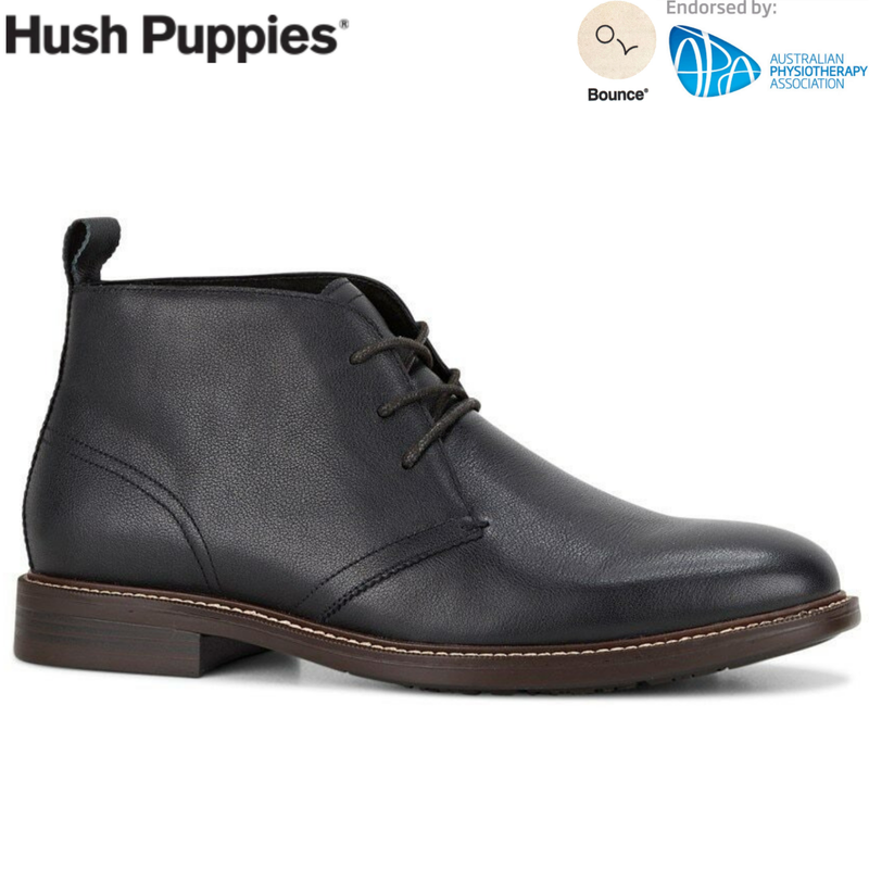 Load image into Gallery viewer, Hush Puppies Mens Harbour Leather Chukka Shoes Ankle Lace-Up Bounce 2.0 - Black-1
