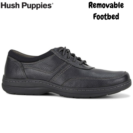 Hush Puppies Mens Elkhound MT Oxford Leather Shoes Casual Bounce 2.0 - Black-1
