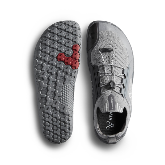 Vivobarefoot Primus Trail Knit FG Men's Trail Shoe – Ultimate Grey/Storm Cloud
