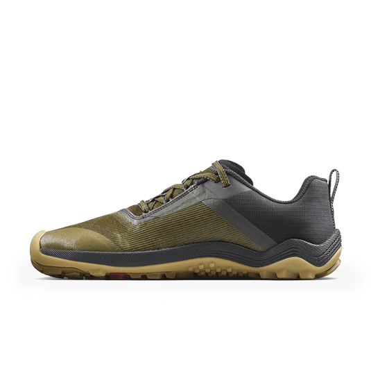 Vivobarefoot Primus Trail Flow Men's Barefoot Trail Runner – Dark Olive/Gum