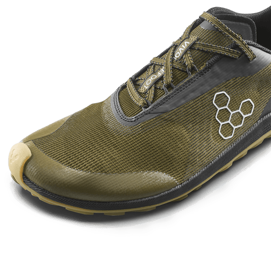 Vivobarefoot Primus Trail Flow Men's Barefoot Trail Runner – Dark Olive/Gum