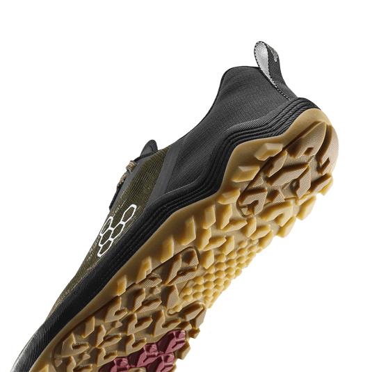 Vivobarefoot Primus Trail Flow Men's Barefoot Trail Runner – Dark Olive/Gum