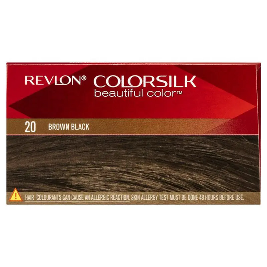 Revlon ColorSilk 20 Brown Black Permanent 3D Hair Colour w/ Keratin - Brown/Black-3