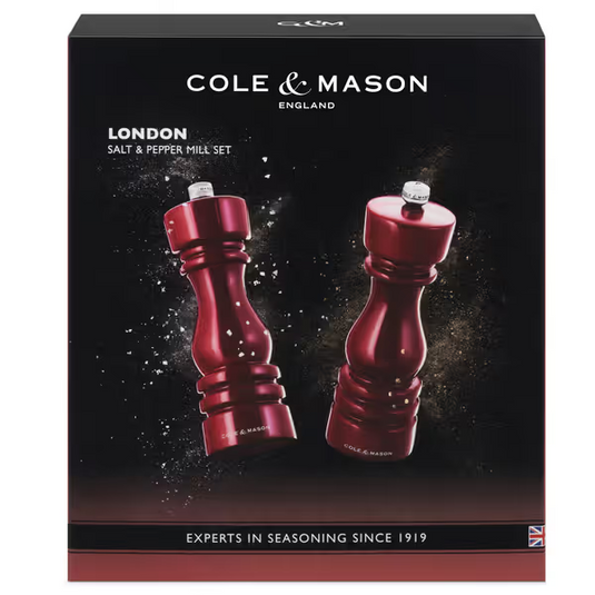 Cole & Mason London Salt & Pepper Shakers Mills Red Gloss Gift Set - 18cm-4