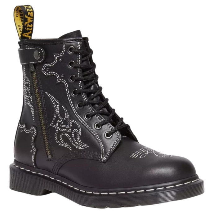 Dr. Martens 1460 Gothic Americana Leather Lace up 8 Eye Boots Wanama - Black-0