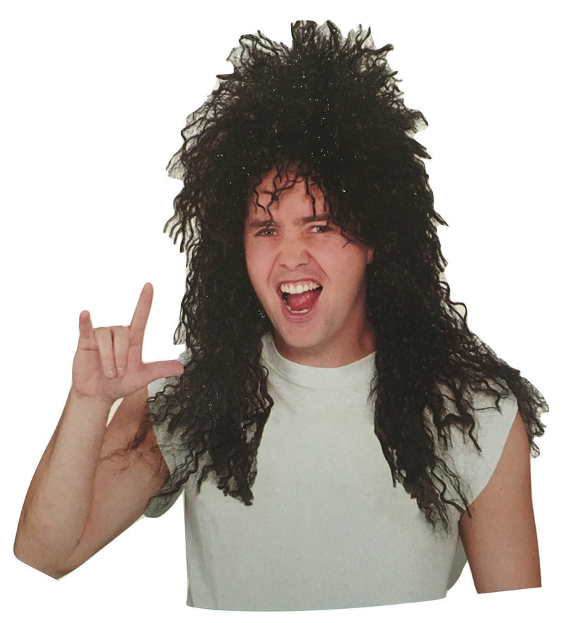 Load image into Gallery viewer, Mens Rock Hip Hop Wig Punk Rockstar 80s Party Costume Dude Bogan Curly-1
