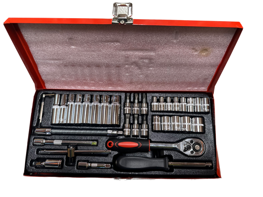37 Piece Ratchet Socket Wrench Set Screwdriver Bits Extension Hex Chrome Vanadium-1