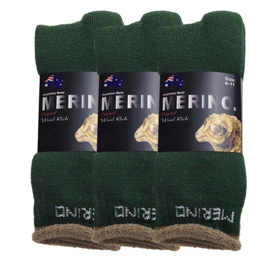 3 Pairs MERINO WOOL SOCKS Mens Heavy Duty Premium Thick Work Socks Cushion-14