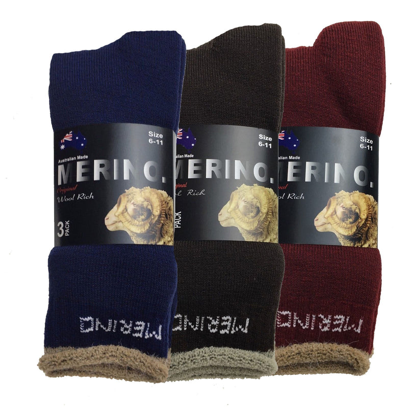 Load image into Gallery viewer, 3 Pairs MERINO WOOL SOCKS Mens Heavy Duty Premium Thick Work Socks Cushion-22
