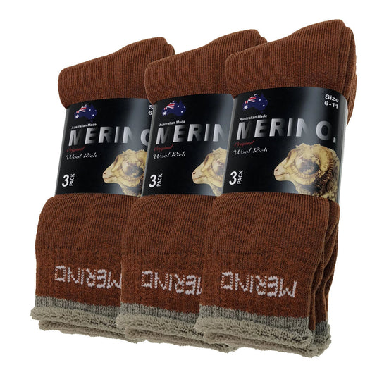 3 Pairs MERINO WOOL SOCKS Mens Heavy Duty Premium Thick Work Socks Cushion-21