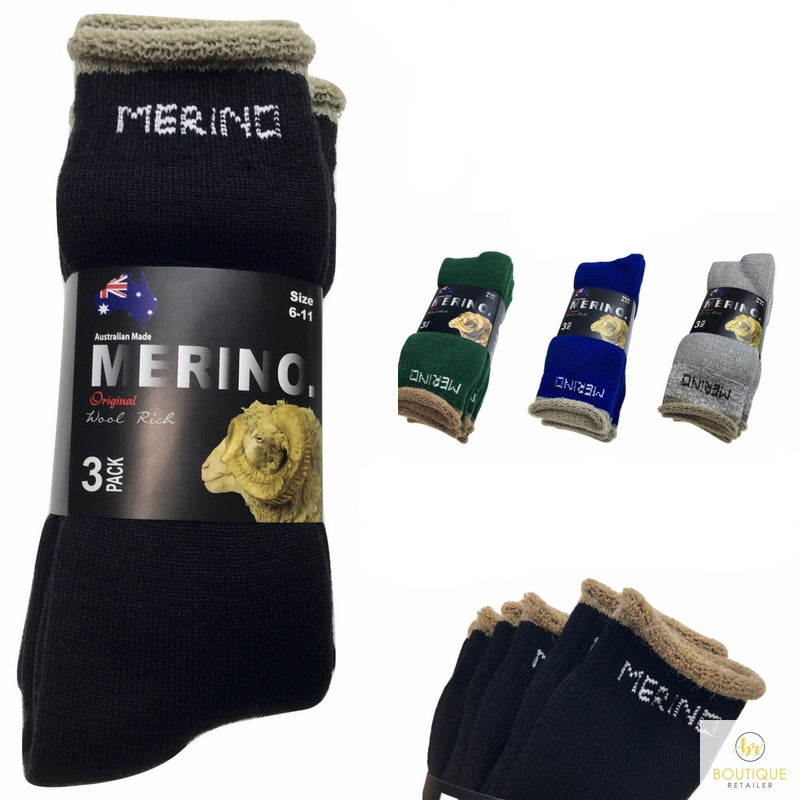 Load image into Gallery viewer, 3 Pairs MERINO WOOL SOCKS Mens Heavy Duty Premium Thick Work Socks Cushion-26
